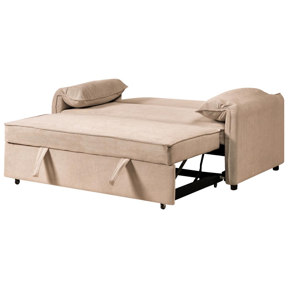 SCHLAFSOFA Stoff Hellbraun Horma - Hellbraun/Braun, Textil (160/92/84cm) - Beliani