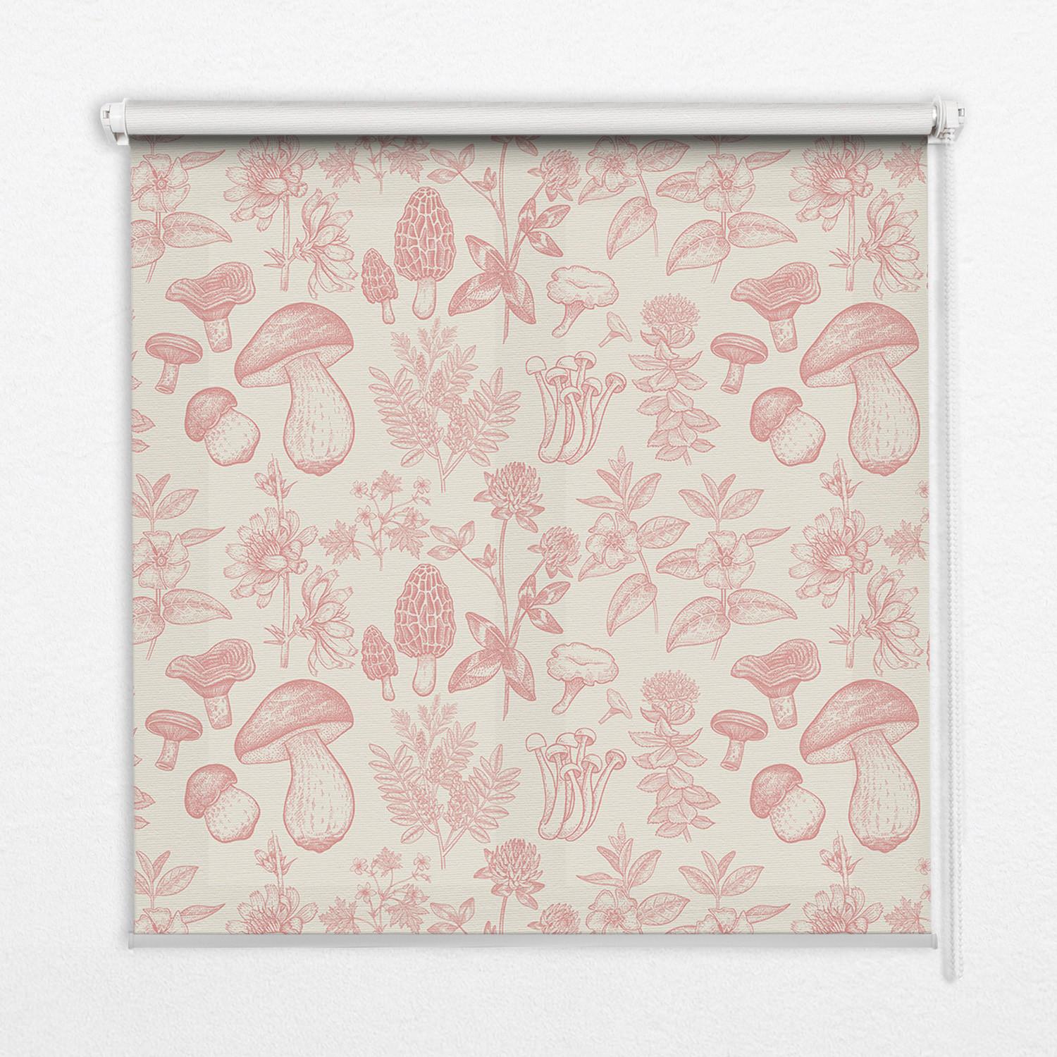 INNENROLLO - Fensterrollo - Rollo - 150x140 cm - Gezeichnete Pilze - Pink, Kunststoff (150/140/0.5cm) - TULUP