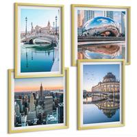 BILDER SET 4er Set - 50x50 cm & 40x60 cm Goldrahmen - Architektur von Städten am Wasser - Goldfarben, Kunststoff (50/50cm) - TULUP