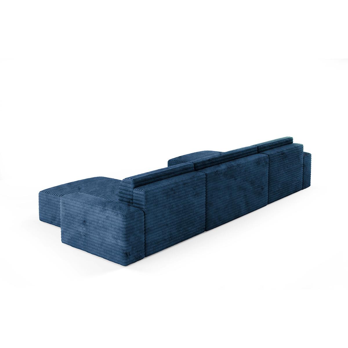 PANORAMASOFA Fabio 5 Sitzplätze Dunkelblau - Blau, Holz (405/82/185cm) - Petits-meubles