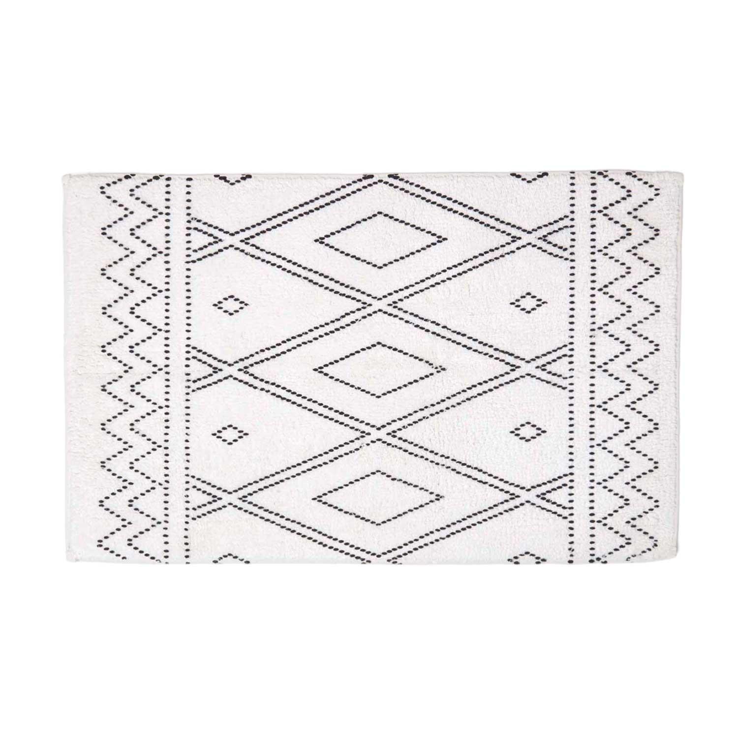 BADEMATTE 50/80 cm Boho-Muster, Baumwolle - Weiß, Textil (50/80cm) - Homescapes