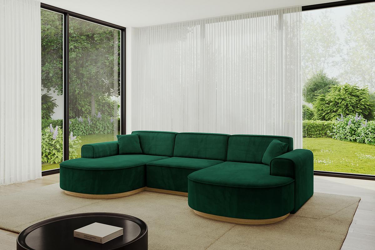 WOHNLANDSCHAFT MARI-U1-v2 - 303x171x83 cm Grün Velours - Grün, Holzwerkstoff/Textil (303/83/171cm) - ALTDECOR