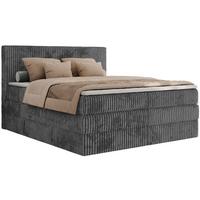 BOXSPRINGBETT TILIANO KING - 200/200 - Grau Cord - H4 - Grau, Holz/Textil (200/200cm) - MKS