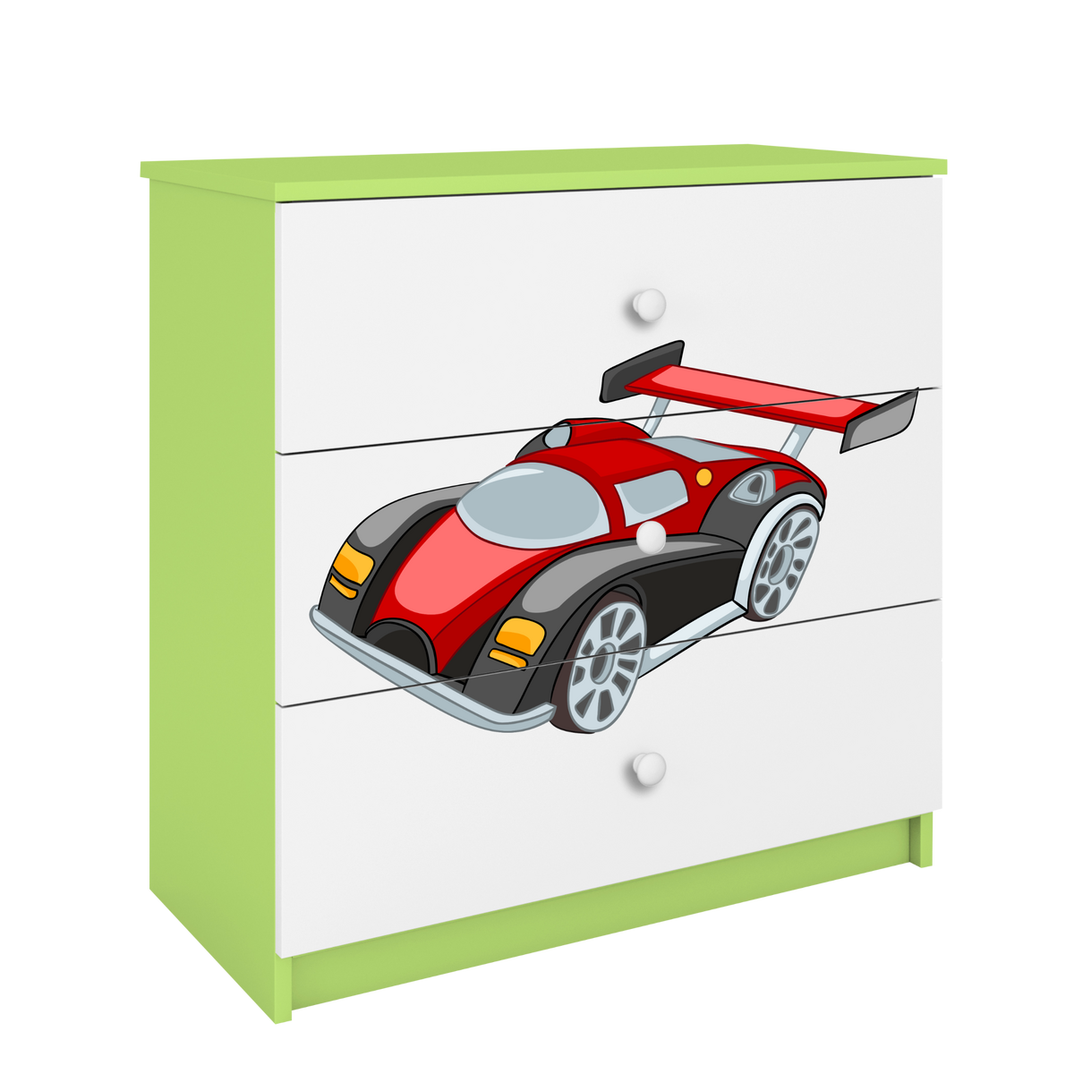 KOMMODE Babydreams Rennwagen 81/81/41 - Grün, Holzwerkstoff (81/81/41cm) - RAUMHIRSCH FURNITURE