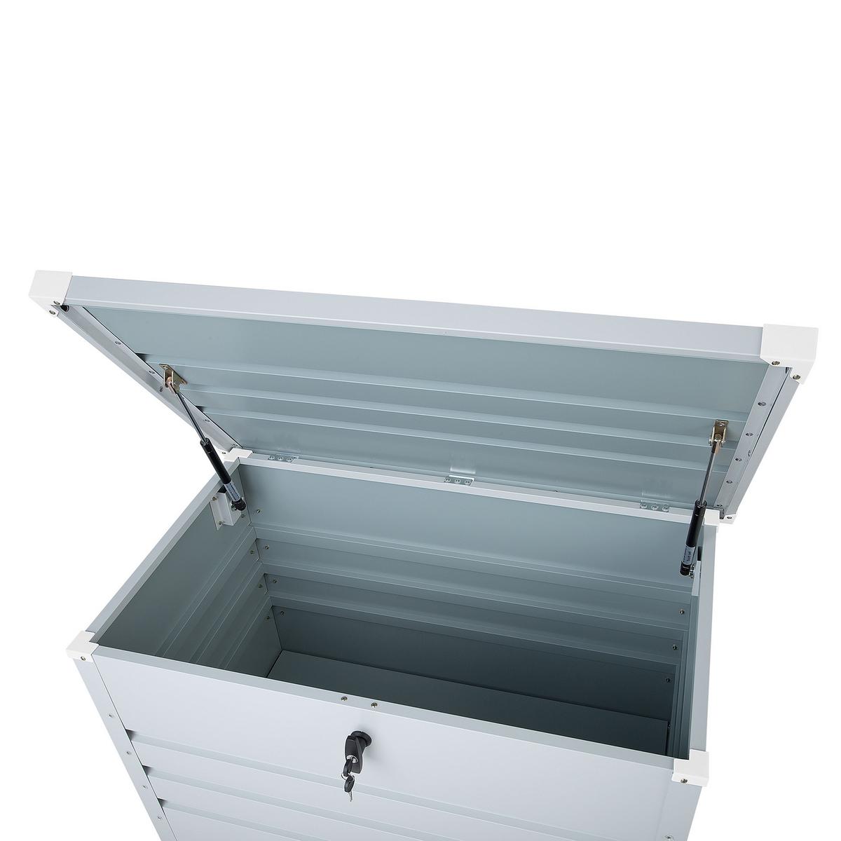 AUFLAGENBOX Stahl hellgrau 100/62 cm Cebrosa - Hellgrau, Metall (100/64/62cm) - Beliani