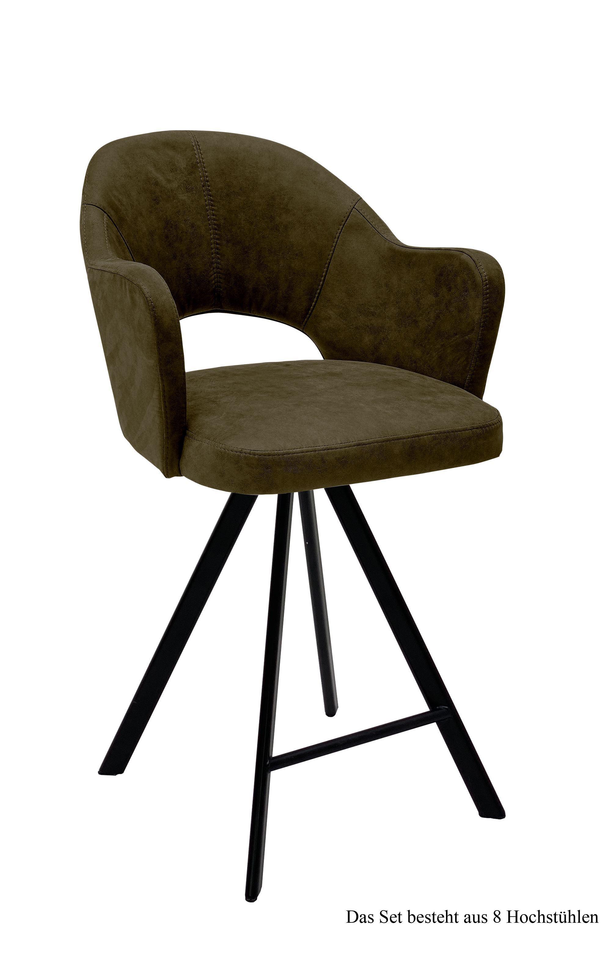 THEKENSTUHL drehbar (8er-Set) Diandra 59x104x61 Schwarz/Khaki - Dunkelgrün/Schwarz, Kunststoff (61/104/59cm) - 58aufmkessel