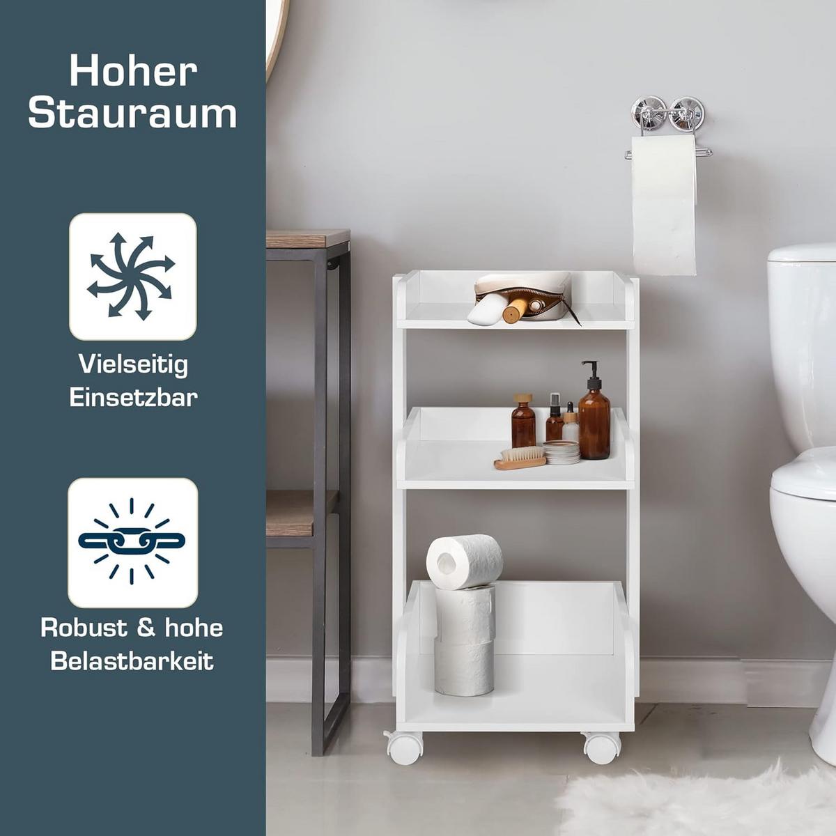 ROLLWAGEN Bosse Weiß - Weiß Hochglanz/Weiß, Holzwerkstoff (32/69/35cm) - BoMoe