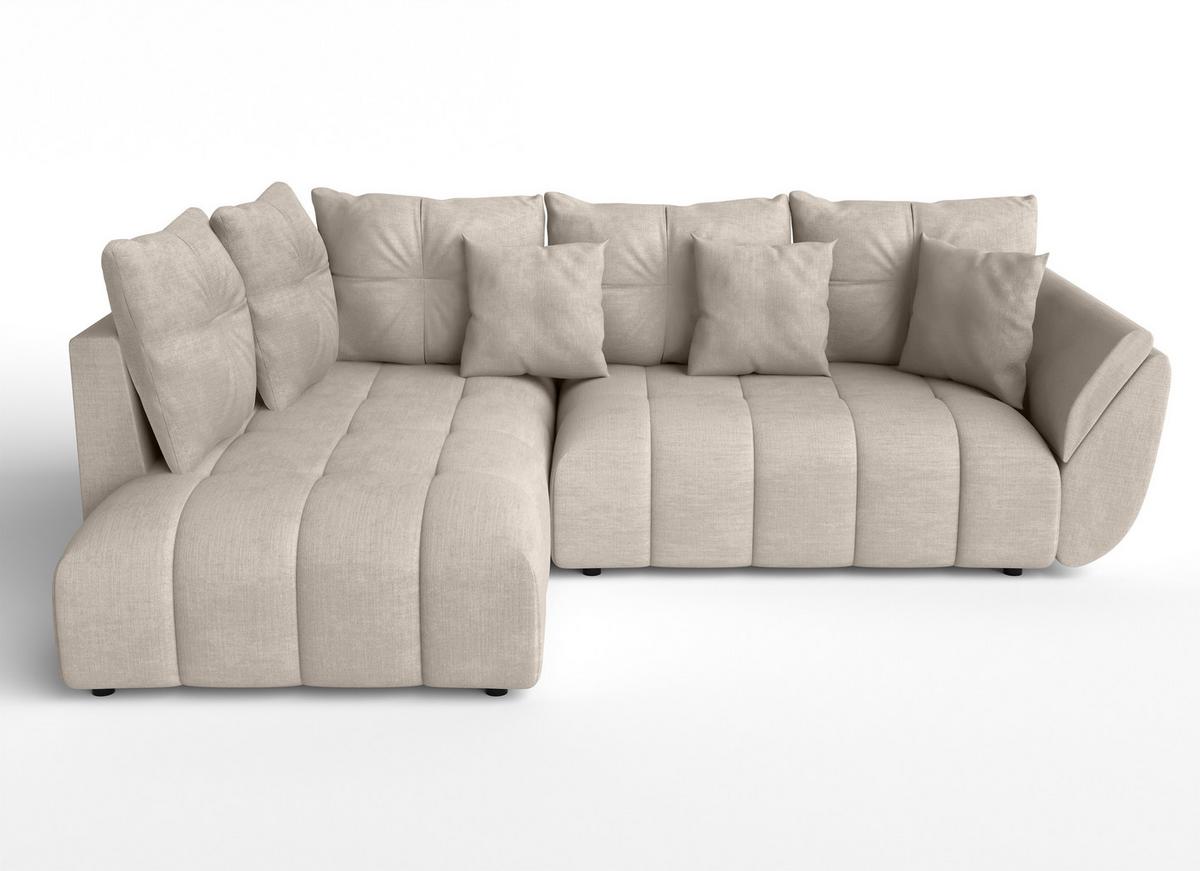ECKSOFA L Form Corleone Hellbraun 268/192/96 cm mit Schlaffunktion - Schwarz/Bronzefarben, Kunststoff/Textil (268/192cm) - AX Living