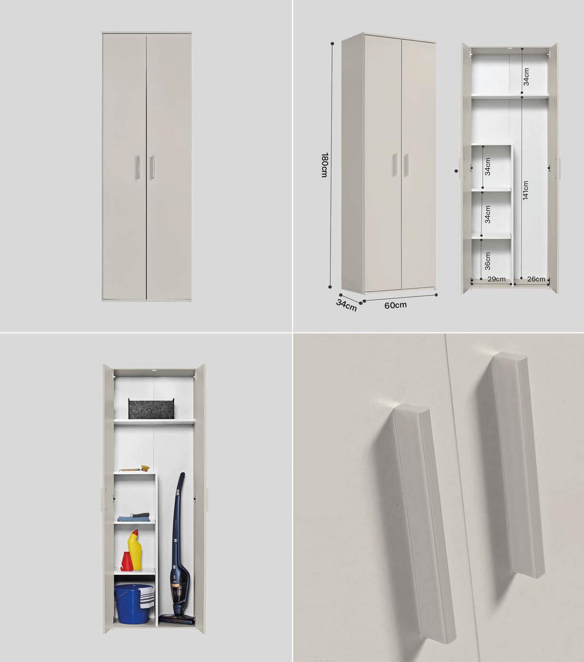MEHRZWECKSCHRANK SET Der Allzweckwaffe - Kaschmir, Holzwerkstoff (60/180/34cm) - Mokebo