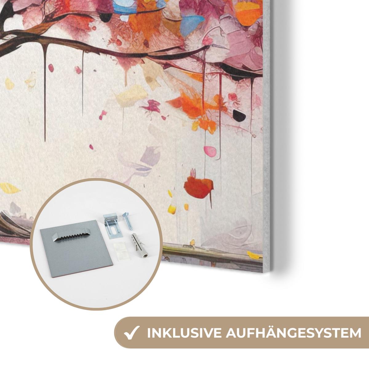 AKUSTIKBILD Aquarell - Baum - Kunst - Abstrakt Kunstdruck Schlafzimmer 50x70 cm - Multicolor, Kunststoff (50/70/0.9cm) - MuchoWow