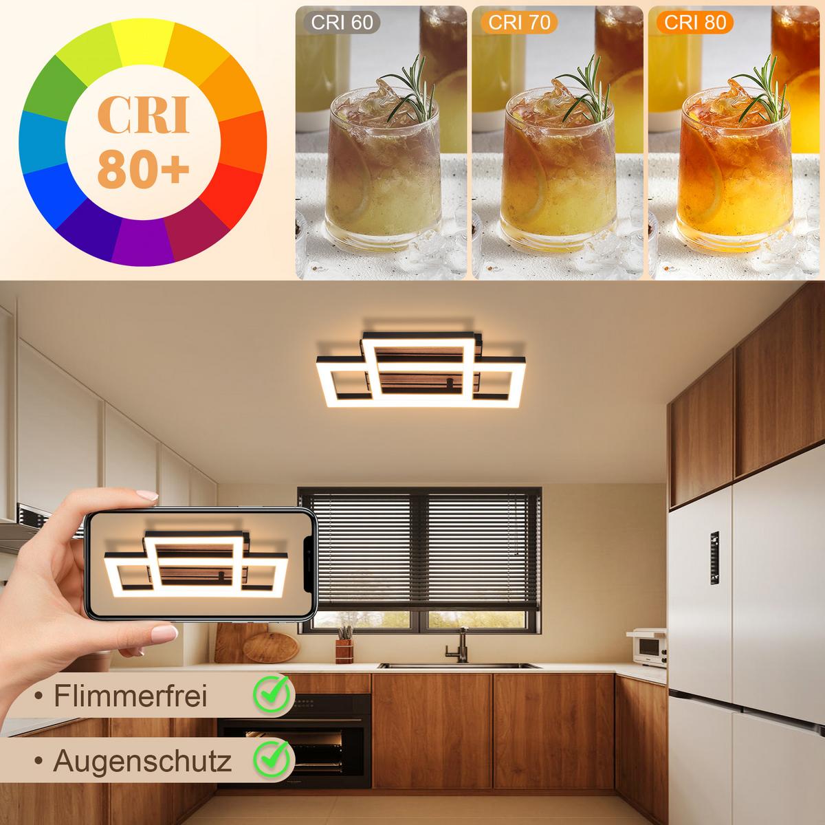 LED DECKENLEUCHTE Civoril 34.5/22/8 cm - Schwarz, Kunststoff/Metall (34.5/22/8cm) - ZMH