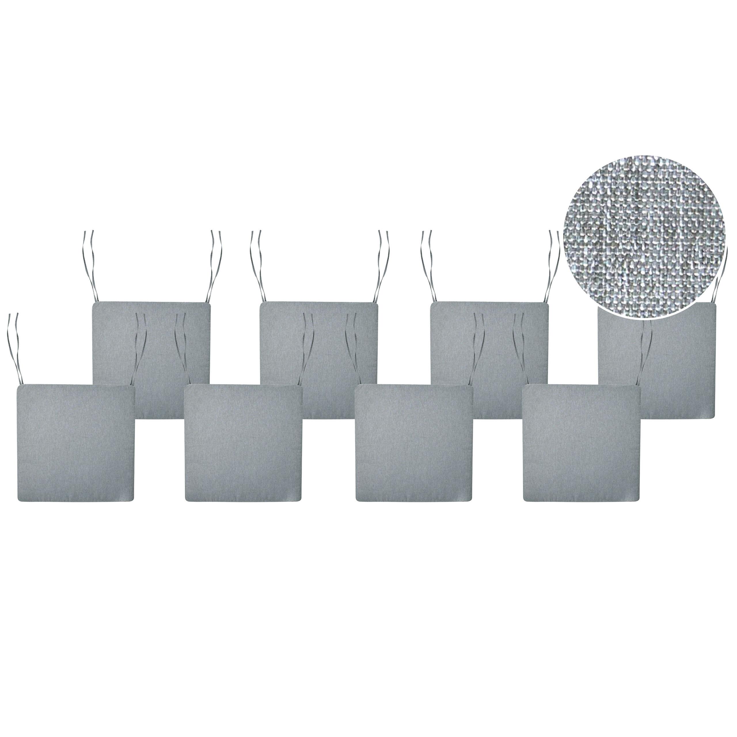 GARTENSTUHLKISSEN 8er-Set Grau meliert 46/46 cm Sassari Premium - Grau, Textil (46/5/46cm) - Beliani