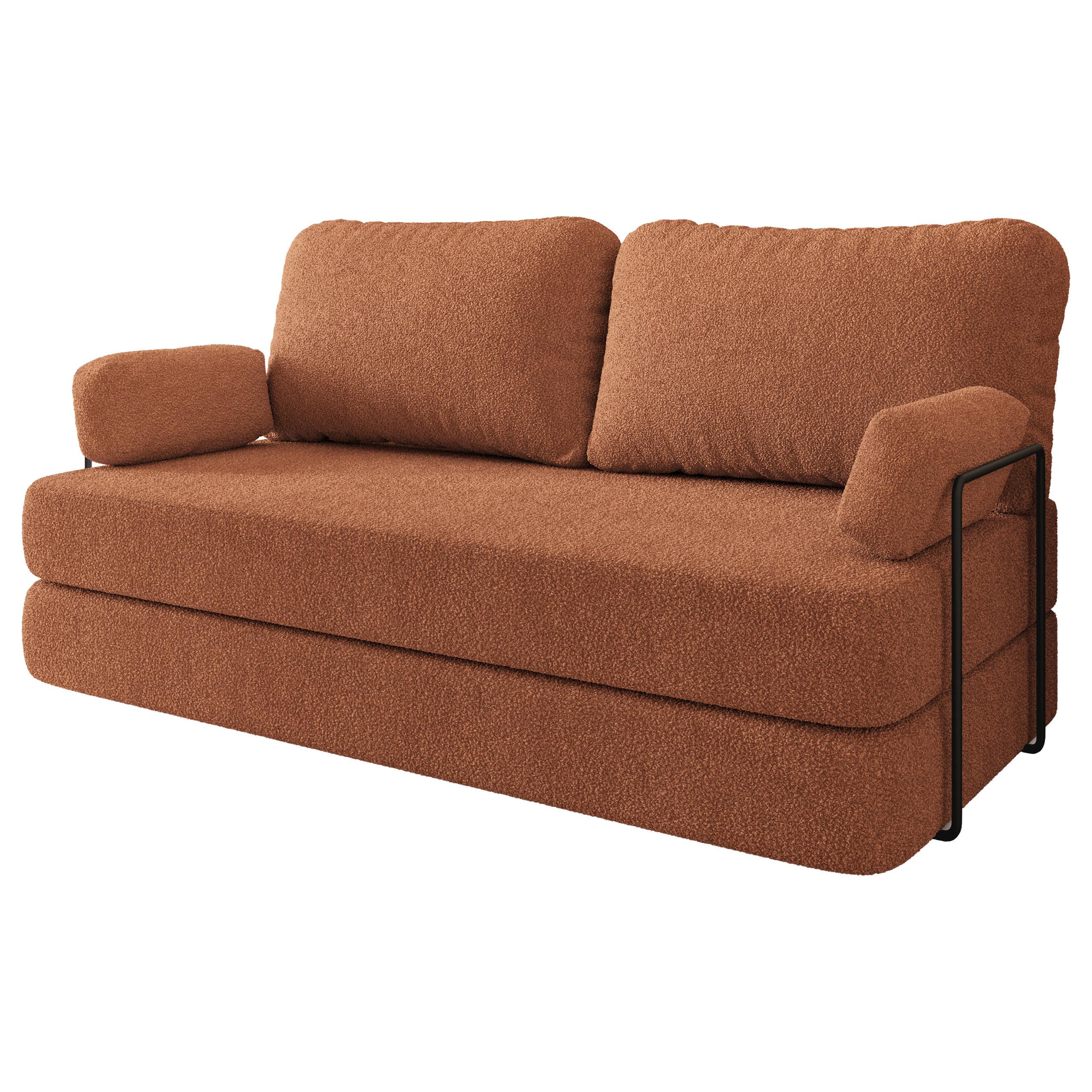 BETTSOFA NIKSI aus Schaumstoff Bucle-Stoff Orange Schlaffunktion - Orange, Textil (170/86/80cm) - MASSENO