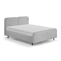 POLSTERBETT Lea mit Matratze und Topper, 160x200, Hellgrau - Hellgrau/Schwarz, Textil (160/200cm) - Beautysofa