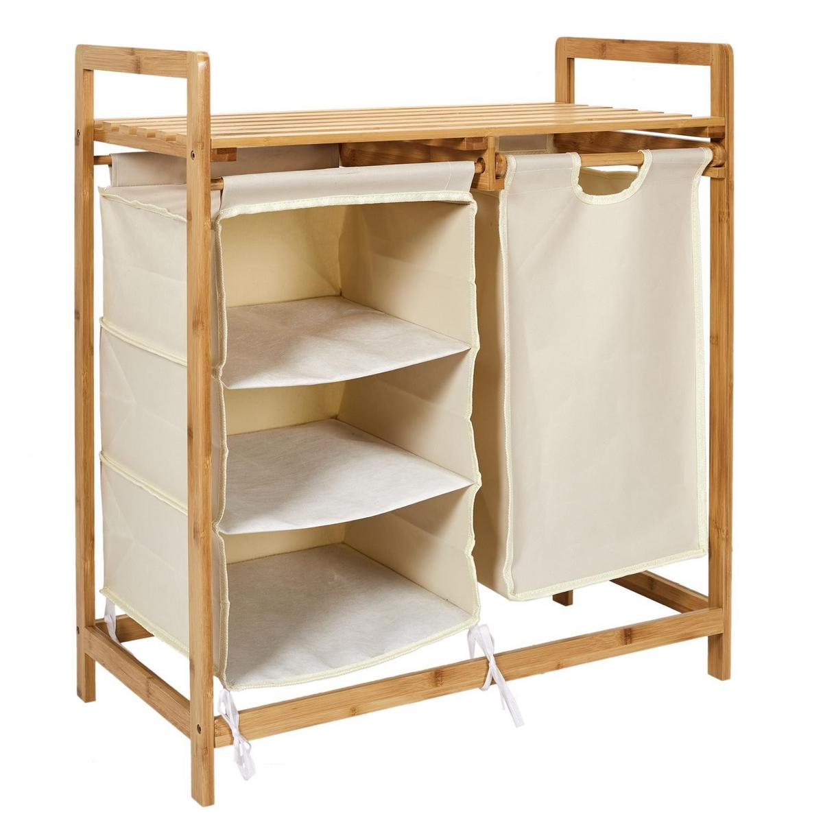 BADEZIMMERSCHRANK mit Fächern und Wäschekorb 77/69,5/38 cm - Eschefarben, Holz (38/69.5/81cm) - Calicosy