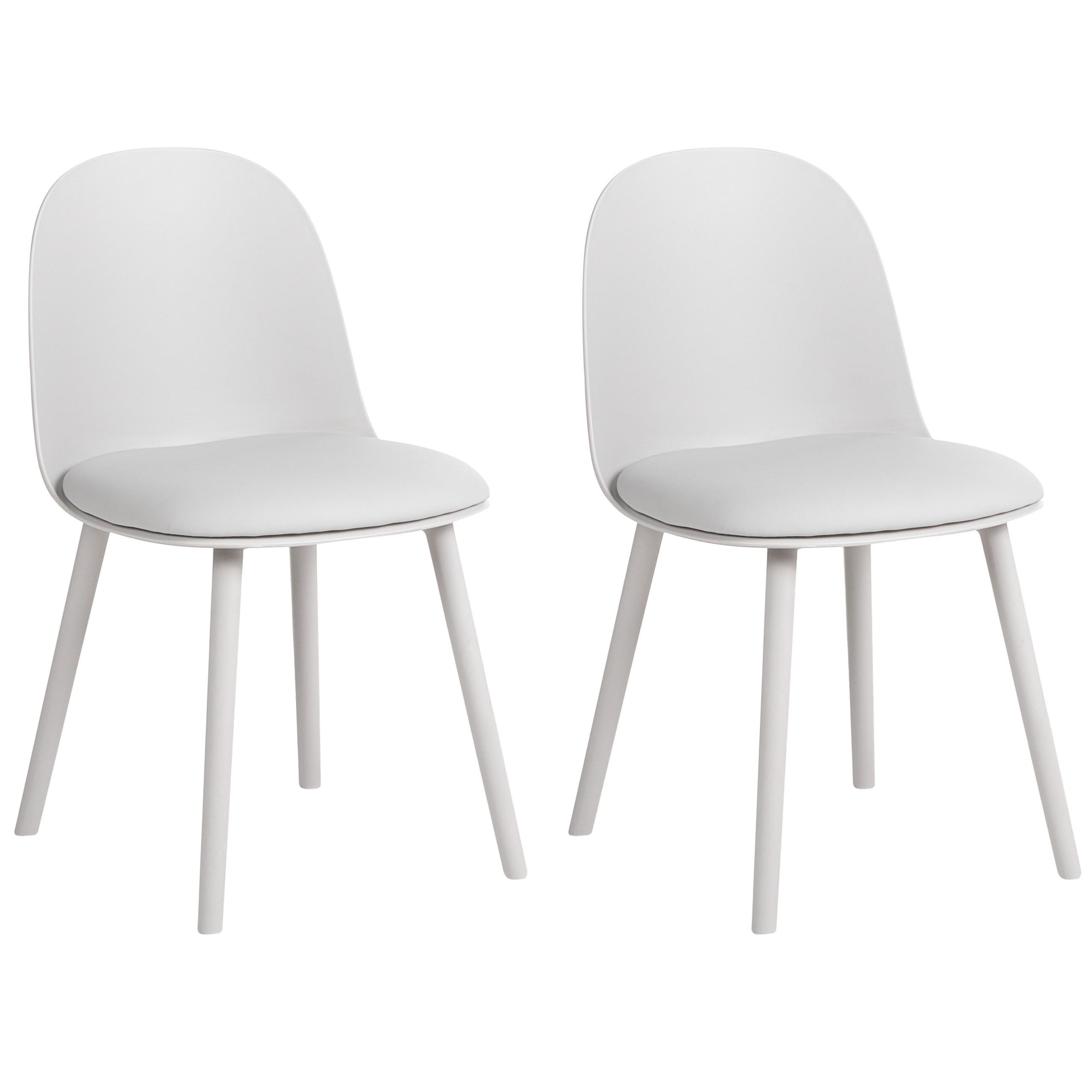 ESSZIMMERSTUHL 2er Set Kunstleder Hellgrau Ankeny - Hellgrau/Grau, Kunststoff (46/80/48cm) - Beliani