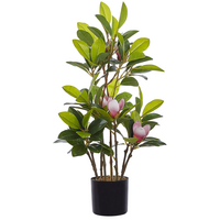 KUNSTPFLANZE im Blumentopf 70 cm Grün/Schwarz Magnolia - Schwarz/Grün, Kunststoff (70cm) - Beliani