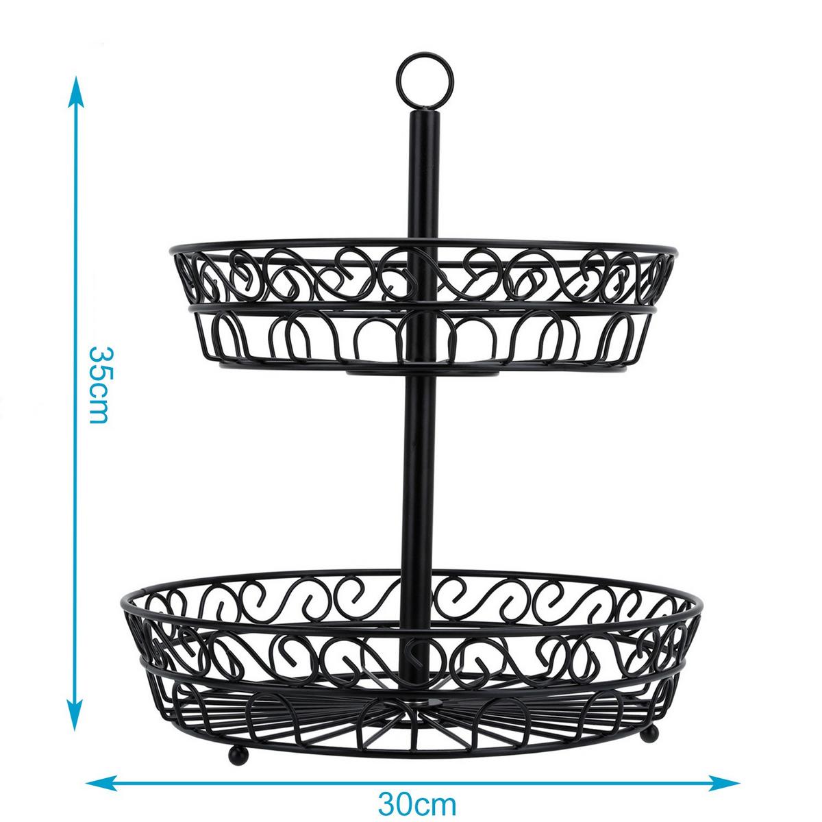 OBSTKORB Etagere 30/35 cm - Schwarz, Metall (35cm) - Intirilife