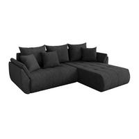 ECKSOFA mit Schlaffunktion Ottomane Rechts TOKO-L 277x194x86 Dunkelgrau Velours - Anthrazit/Schwarz, Holzwerkstoff/Kunststoff (277/194cm) - ALTDECOR