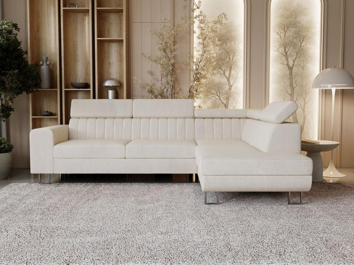 ECKSOFA Berona Beige Rechts - Beige, Holz/Textil (255/190cm) - Graingold