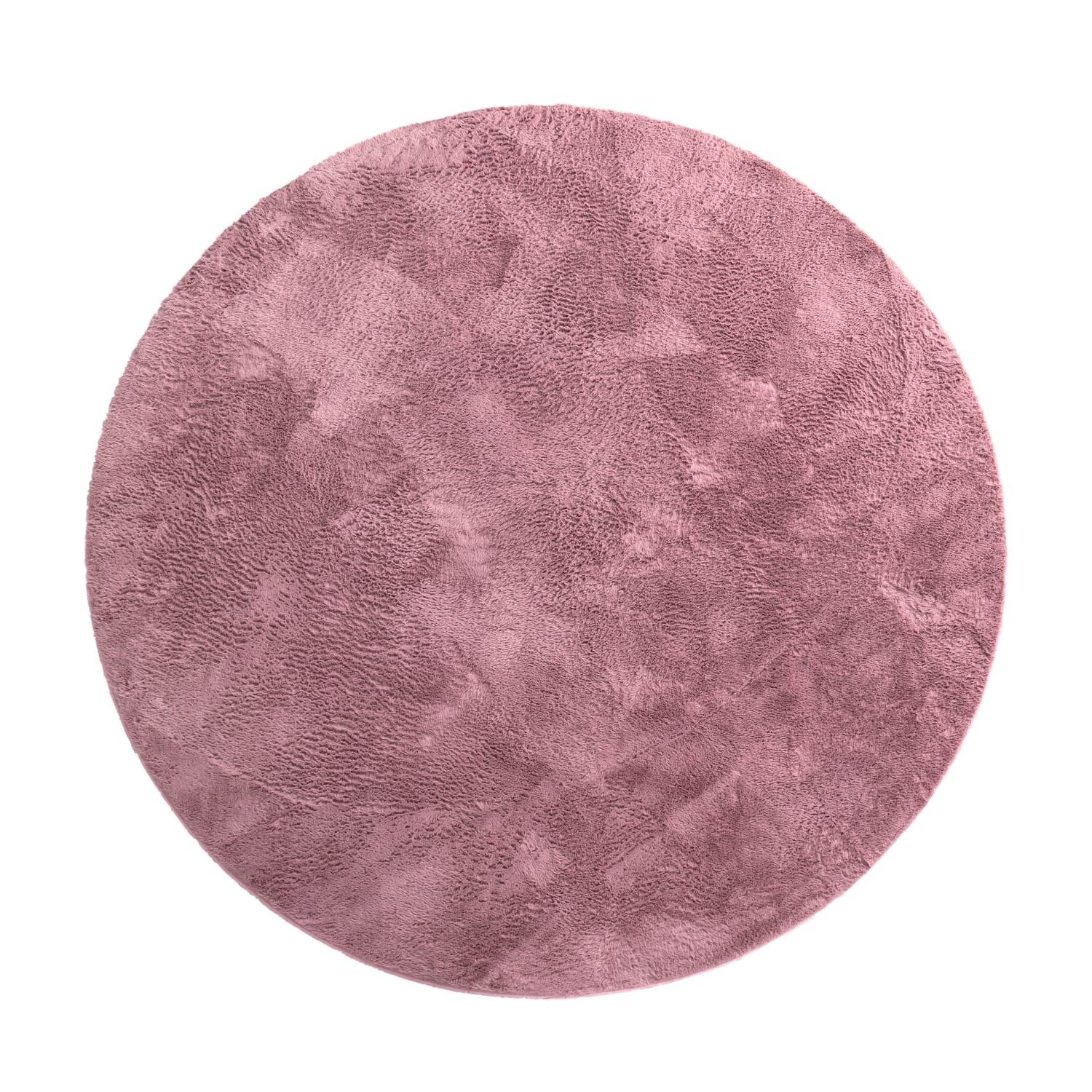 KURZFLORTEPPICH, einfarbig, aus Polyester, Altrosa, Ø 120 cm - Rosa, Textil (120/120cm) - KADIMA DESIGN
