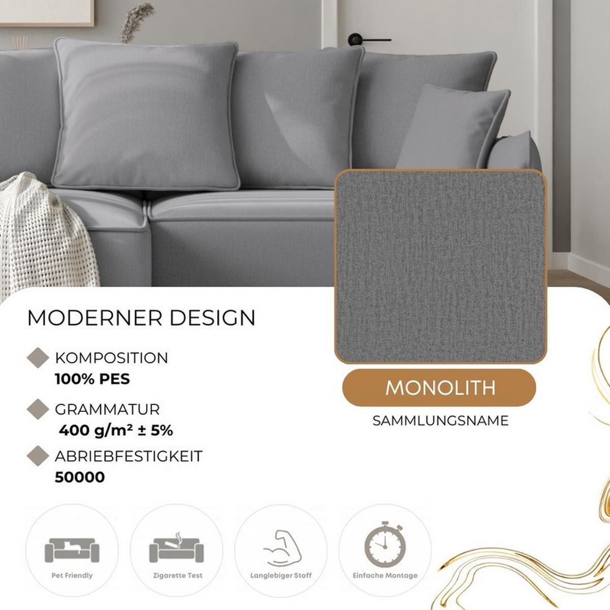 ECKSOFA MARCO Rechts, mit Schlaffunktion und Bettkasten, Grau - Grau, Textil/Metall (221/148cm) - Idohome