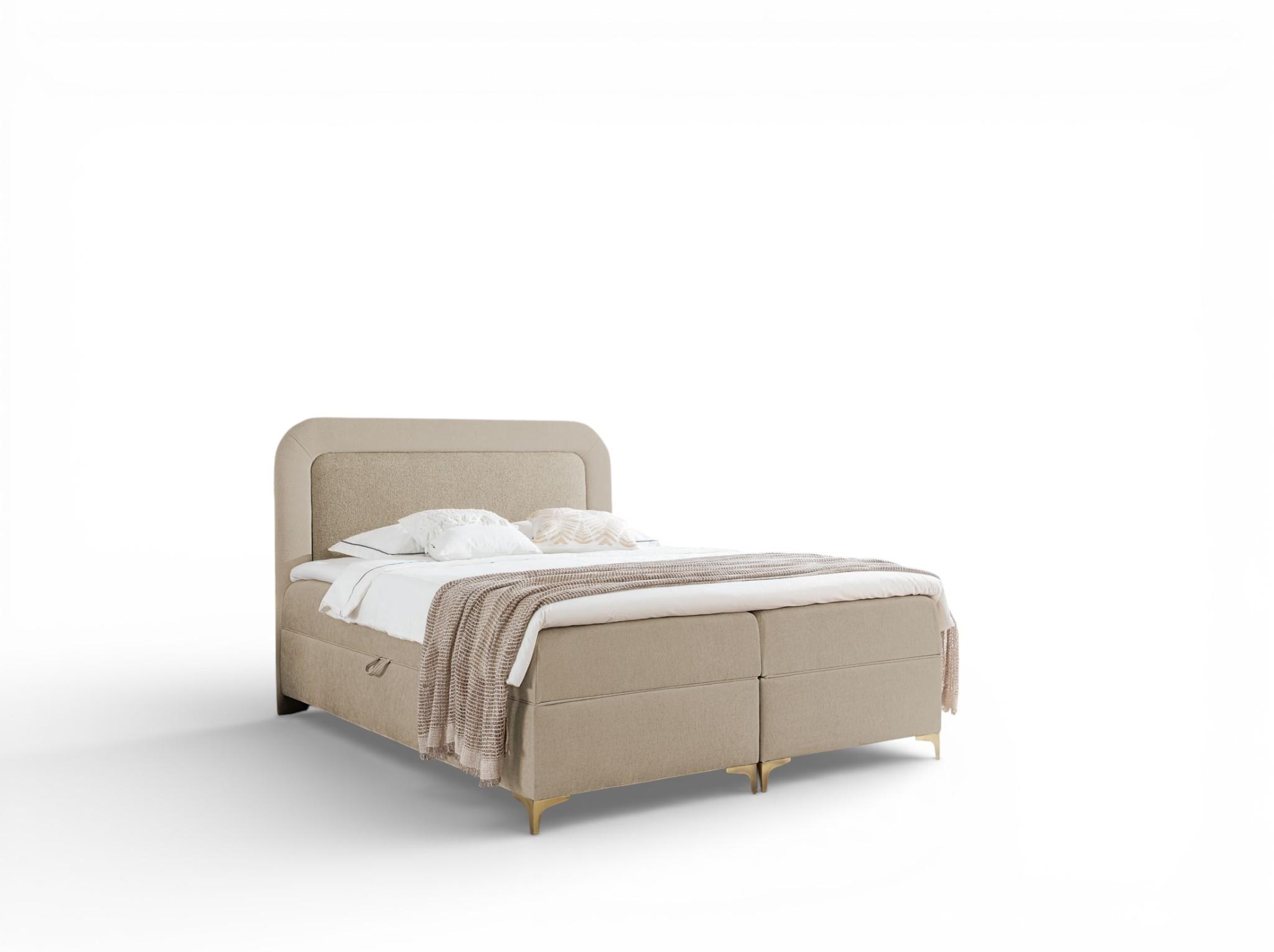 BOXBETT Willow - Beige, Holzwerkstoff/Textil (140/200cm) - Fun Möbel