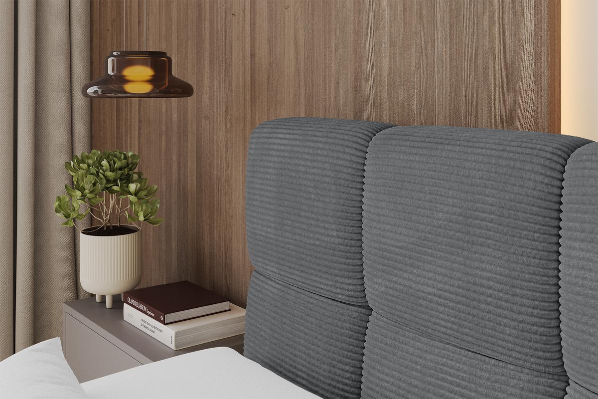 BOXBETT mit Matratze H3 - FAMA-Z - 120x200 cm Dunkelgrau Poso - Taupe, Holzwerkstoff - ALTDECOR