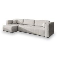ECKSOFA OLVERA Creme Geflochtener Stoff mit Schlaffunktion - Creme, Holz (347/148cm) - MASSENO