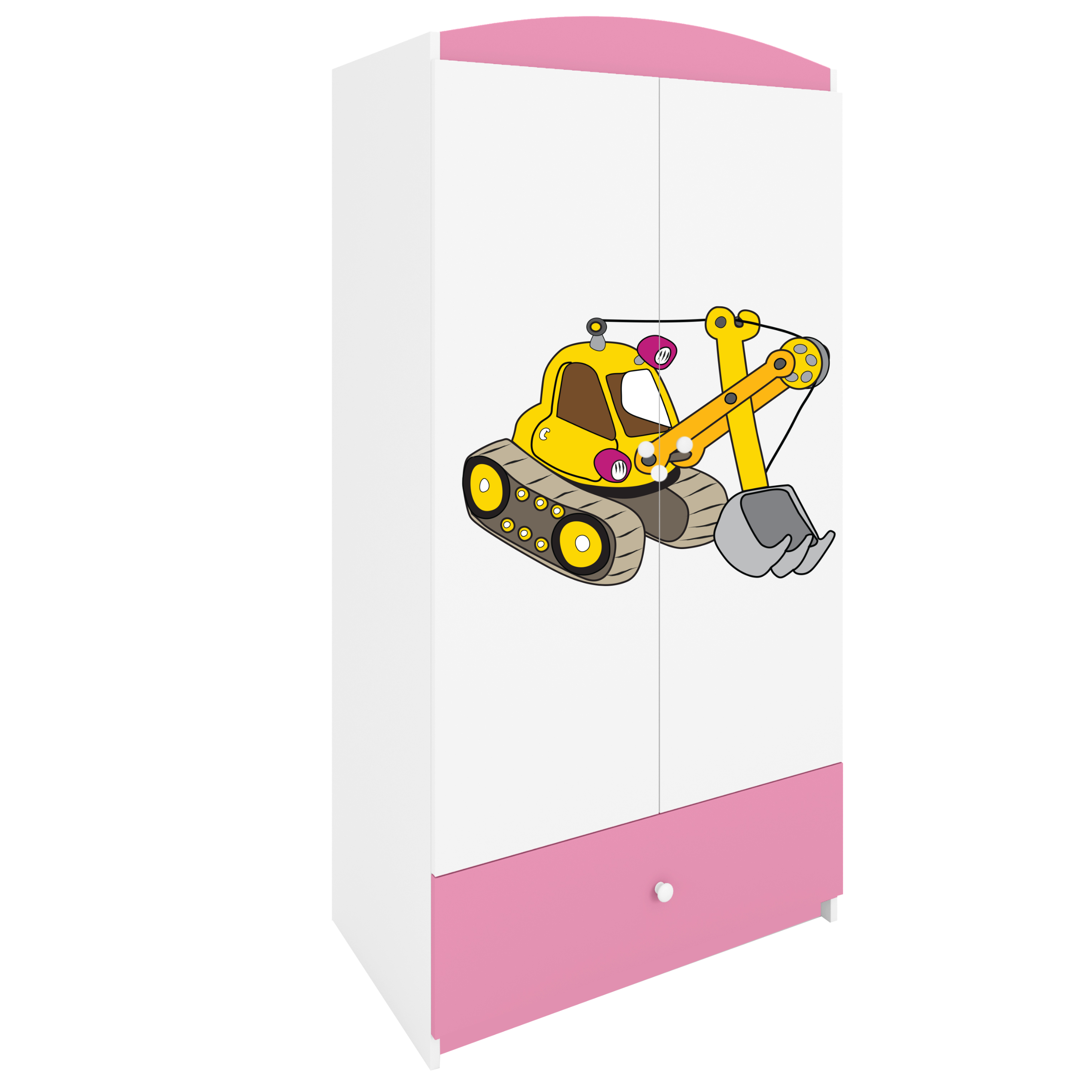 KINDERKLEIDERSCHRANK Excavator - Hellrosa, Holzwerkstoff (90/175/52cm) - RAUMHIRSCH FURNITURE