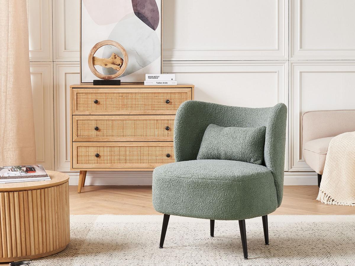 SESSEL BOUCLE Grün Otsby - Grün, Holz/Textil (60/76/55cm) - Beliani