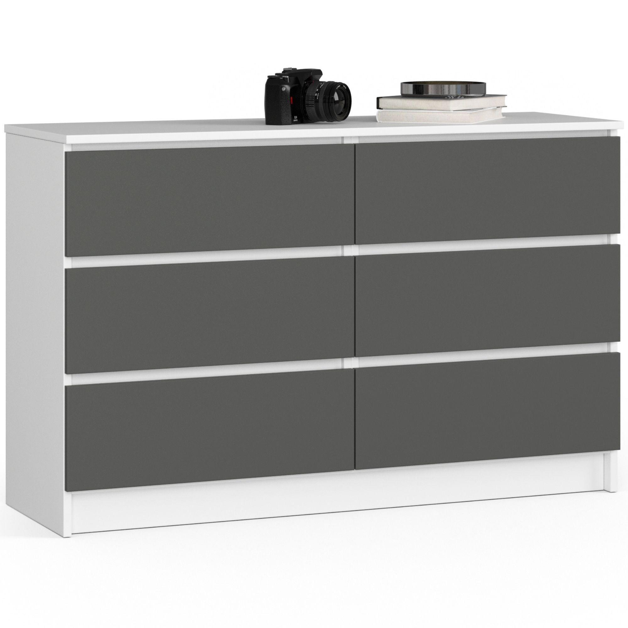 KOMMODE Weiß, Graphit Grau 77/120/40 - Anthrazit/Weiß, Holzwerkstoff (120/77/40cm) - RAUMHIRSCH FURNITURE