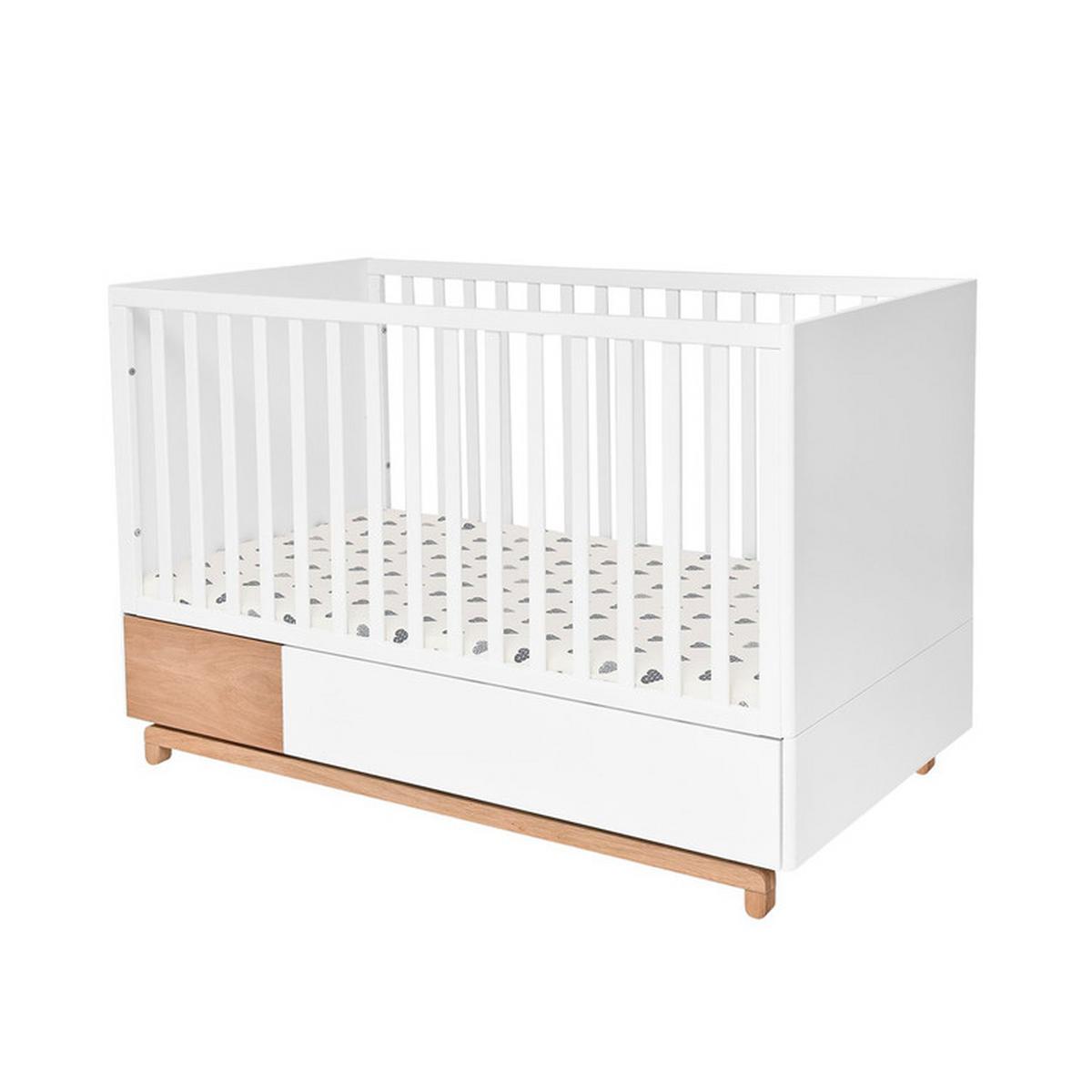 BABYZIMMER 3-teilig Weiß und Holz - Weiß, Holzwerkstoff (144/96/75cm) - Petits-meubles
