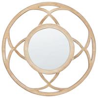 WANDSPIEGEL heller Holzfarbton rund 60 cm Iztapalapa - Hellbraun/Weiß, Holzwerkstoff (60/60/2cm) - Beliani