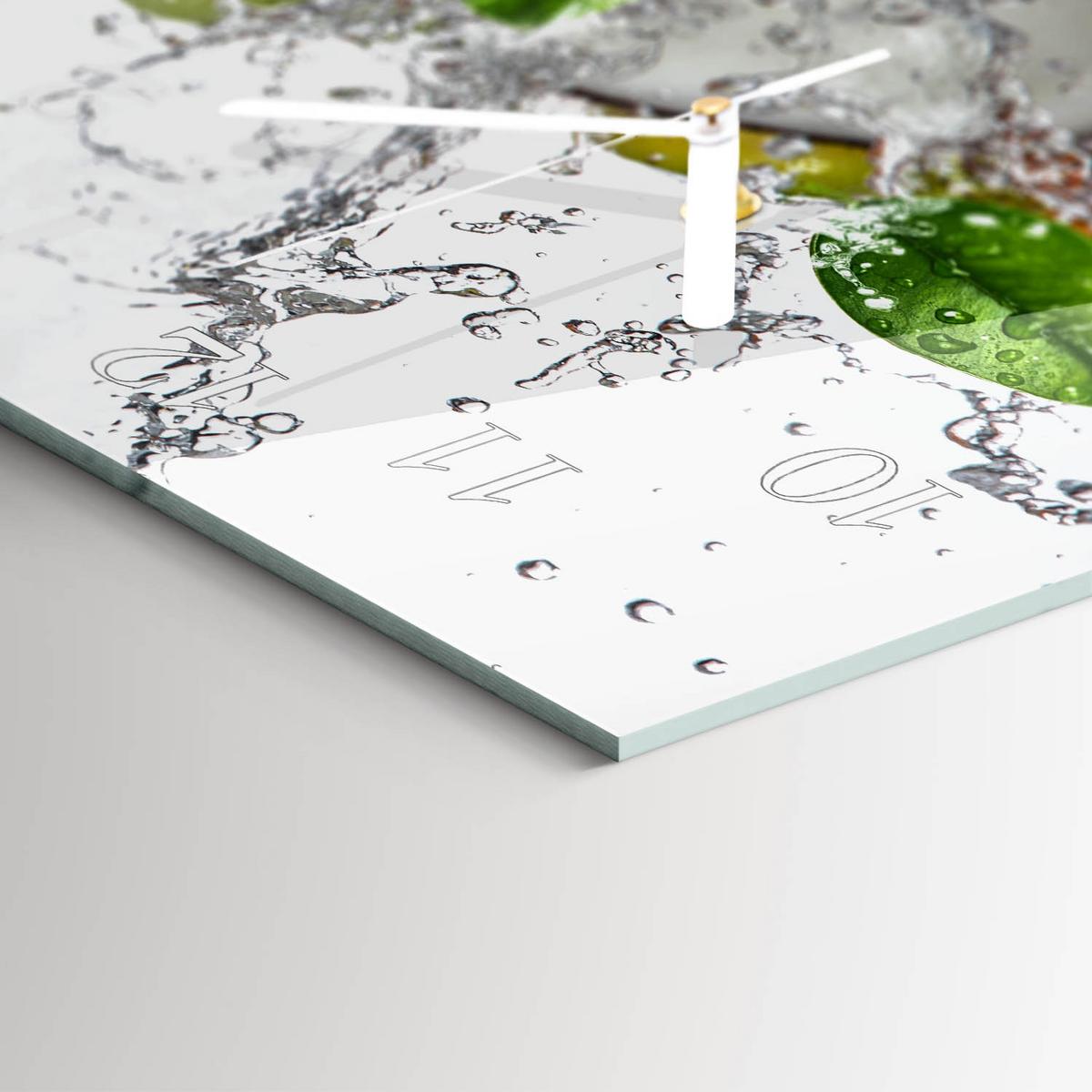 WANDUHR aus Glas 60x30 cm - Früchte auf Wasser - Grün, Glas (60/30/0.4cm) - TULUP