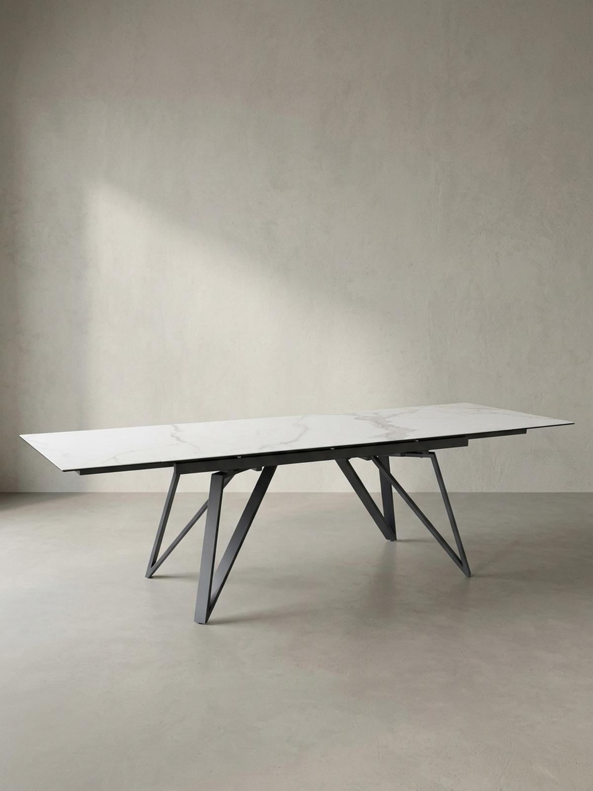 ESSTISCH Ausziehbar Keramik Glas Marmoroptik Rechteckig Groß, Weiß 180x95x76 cm - Schwarz/Weiß, Keramik/Metall (95/180/76cm) - KADIMA DESIGN