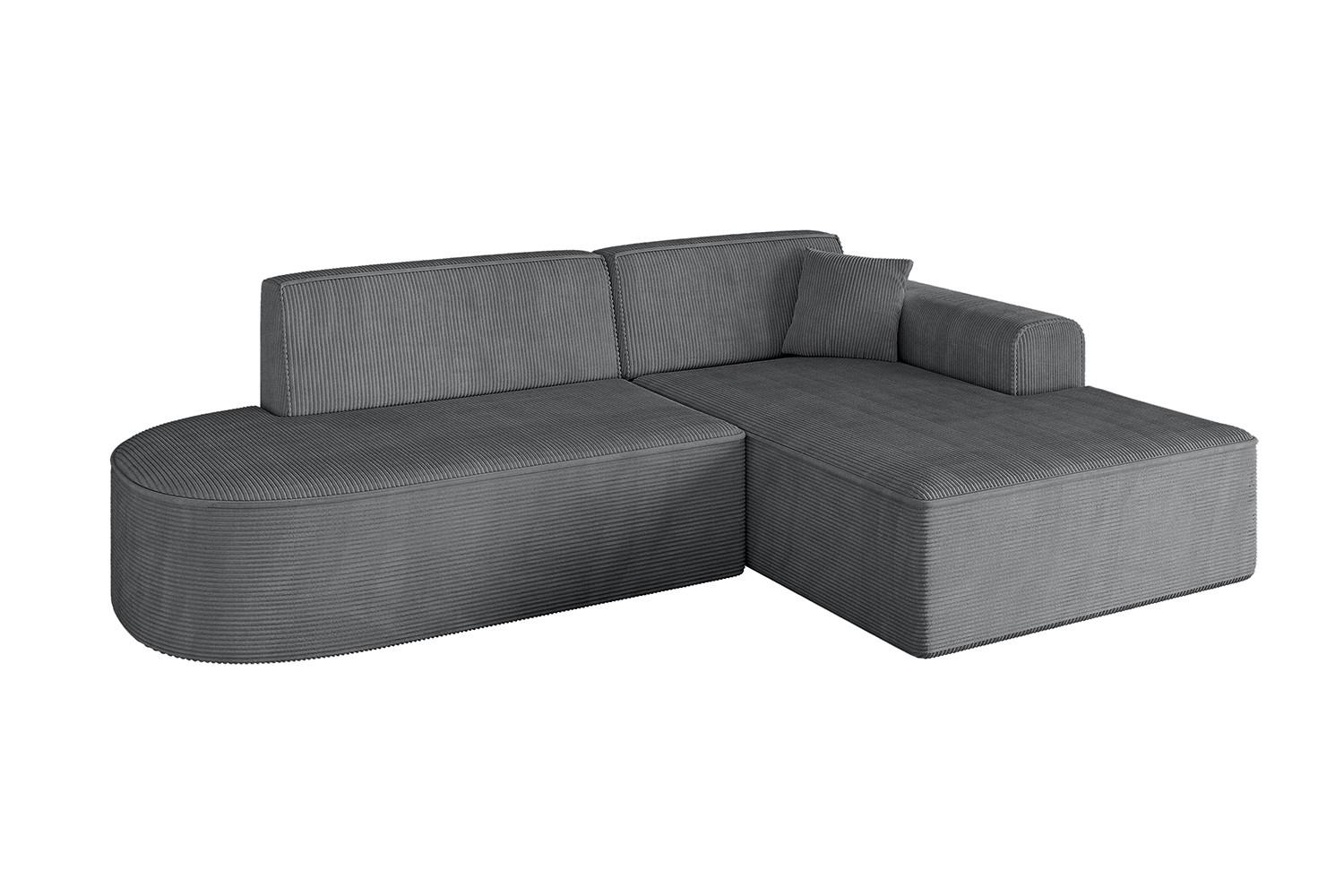 ECKSOFA Ottomane Rechts IREA-L1-v3 - 232x165x77 cm Duneklgrau - Dunkelgrau, Holzwerkstoff/Textil (232/165cm) - ALTDECOR