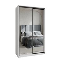 SCHWEBETÜRENSCHRANK RIEN 120/205/60 cm 2-türig mit Spiegel Weiß - Weiß, Holzwerkstoff (120/205/60cm) - MASSENO
