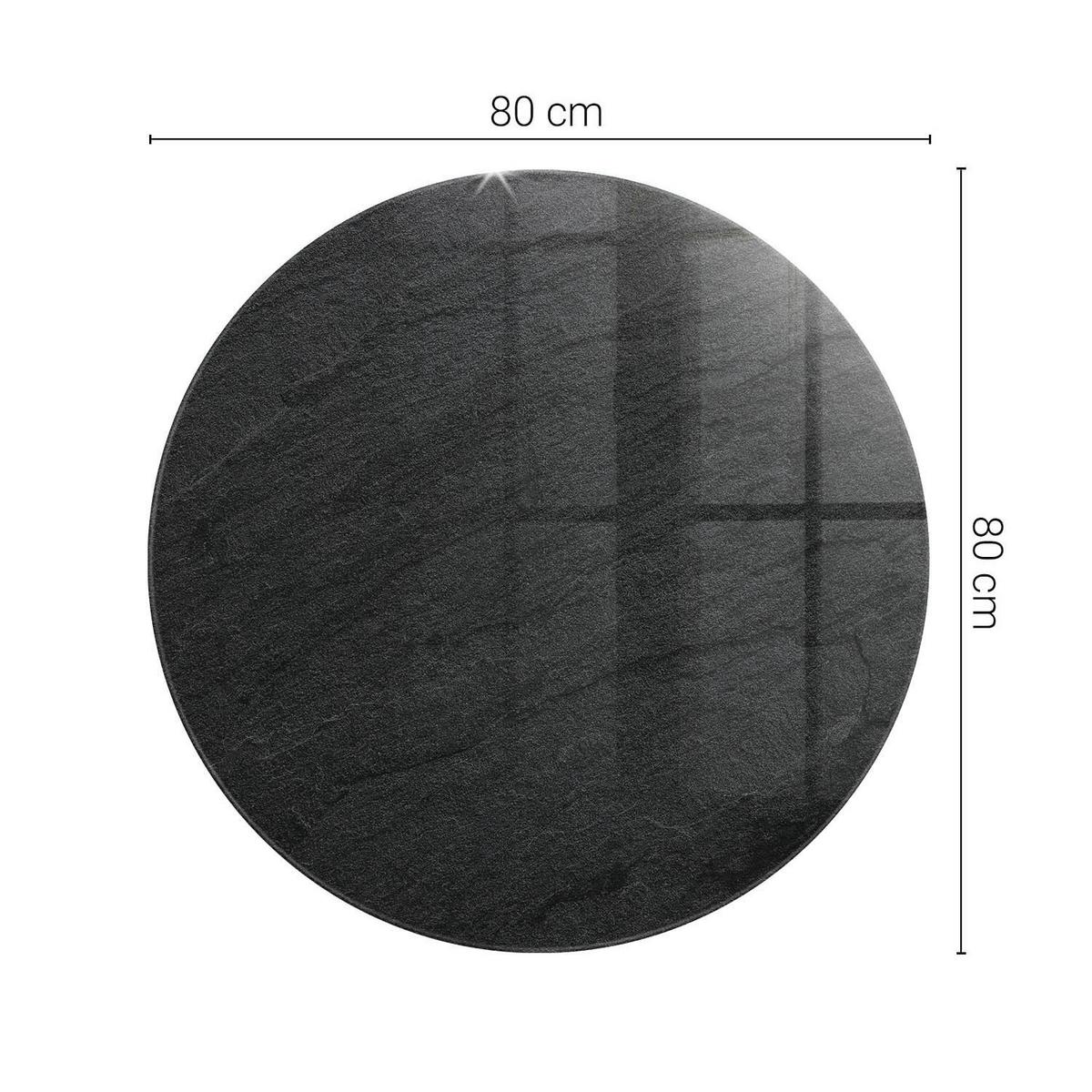 TISCHPLATTE fi80 cm Natürliche Steinstruktur - Schwarz, Glas (0.4/80/80cm) - TULUP