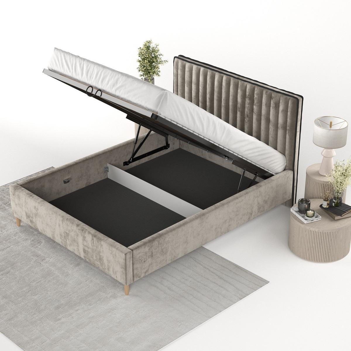 POLSTERBETT Aria 160/200 cm Beige im Lotta Stoff - Beige/Naturfarben, Holz/Holzwerkstoff (160/200cm) - AltaBeds