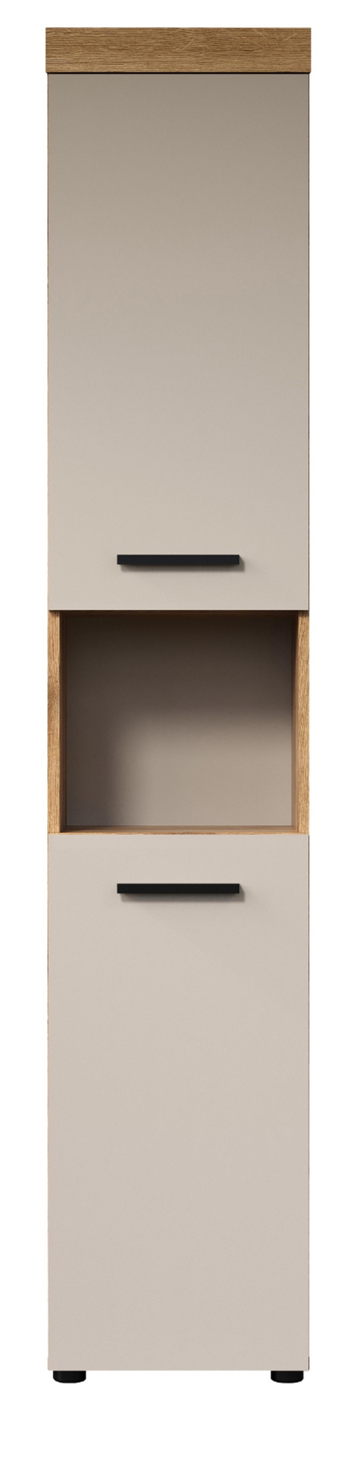 HOCHSCHRANK Kaschmir, Evoke Eiche 36 x 184 cm, Badschrank mit viel Stauraum - Kaschmir/Eichefarben, Holzwerkstoff/Kunststoff (30/185/30cm) - Top.Furn