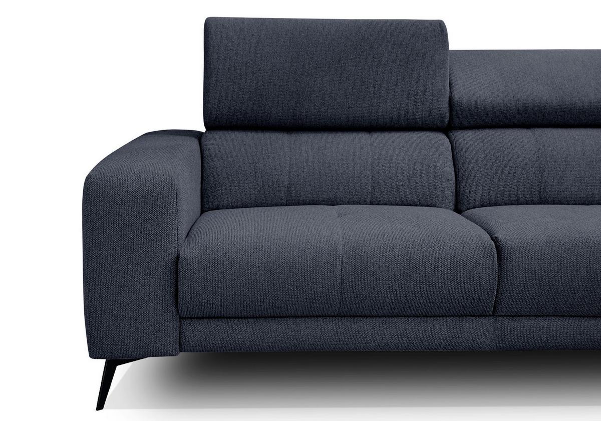ECKSOFA MORELLO 5-Sitzer, dunkelblau - Schwarz/Dunkelblau, Holzwerkstoff/Textil (287/228cm) - Wozimo