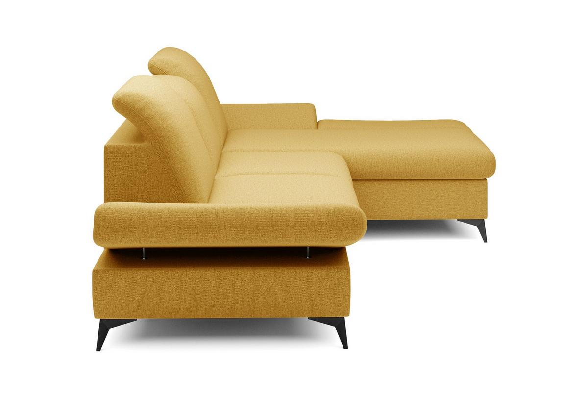 ECKSOFA FELICE R-S Gelb Geflochtener Stoff mit Schlaffunktion - Gelb, Holz (284/166cm) - MASSENO
