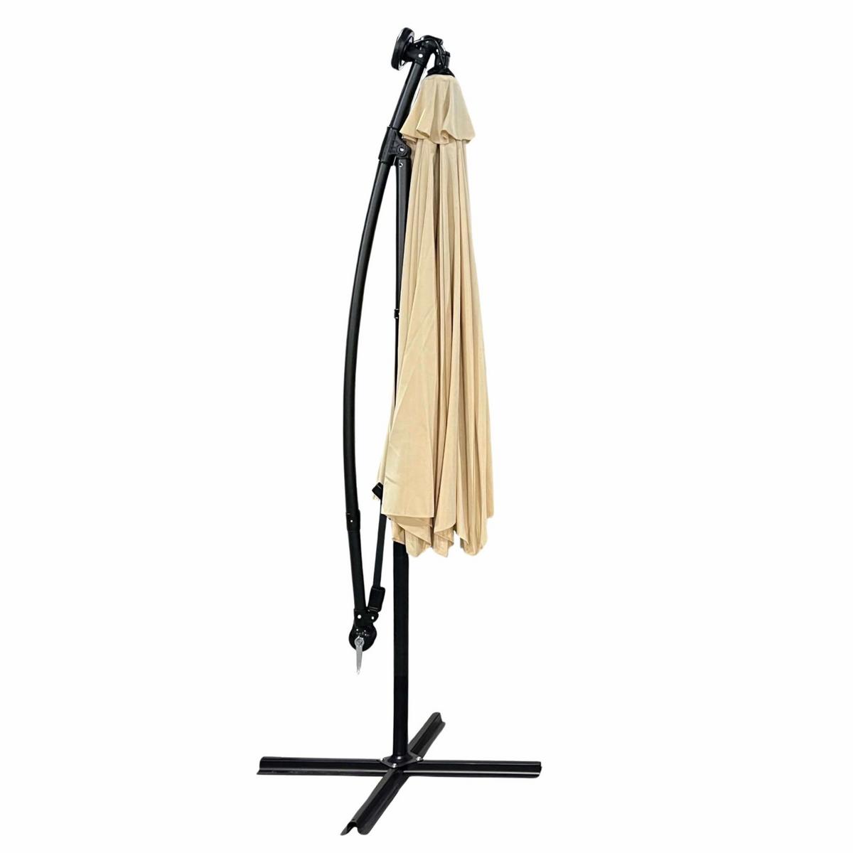 GARTENSCHIRM mit LED, Solar Beige 300/245/300 - Beige, Textil/Metall (300/300cm) - RAUMHIRSCH FURNITURE