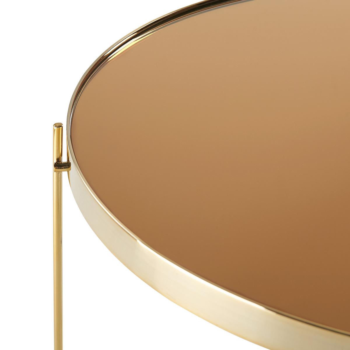 COUCHTISCH Glas gold/goldbraun 63cm Lucea - Goldfarben, Metall (63/63/38cm) - Beliani