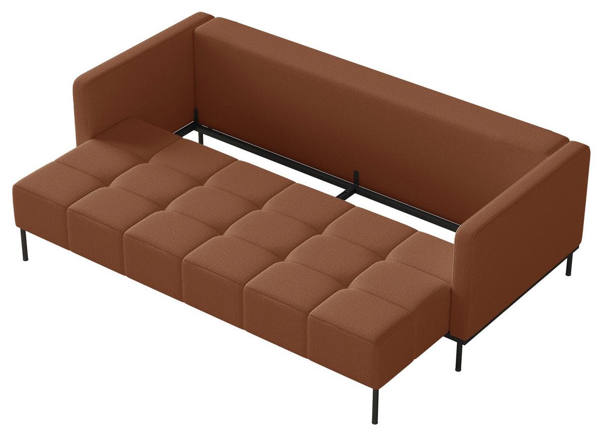 SCHLAFSOFA Skilia mit Schlaffunktion, 3-Sitzer 224 cm - Schwarz/Kupferfarben, Textil/Metall (224/85/102cm) - Selsey