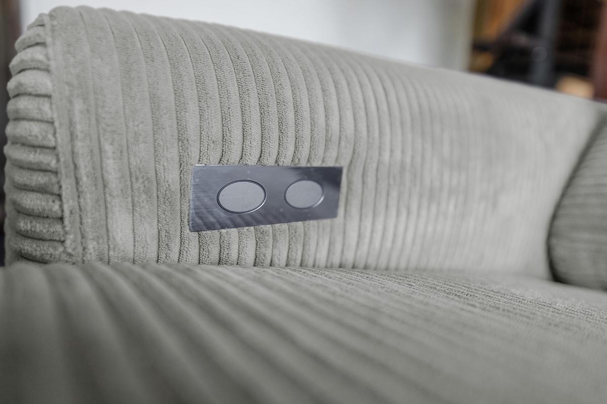 ECKSOFA LAISKA Hellgrau Cord Relaxfunktion - Hellgrau/Schwarz, Textil/Metall (282/177cm) - KAWOLA