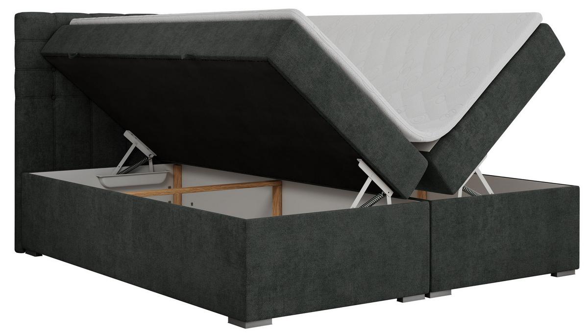 BOXBETT SUSAN 160/200 Dunkelgrau Struktur - H4 - Dunkelgrau, Holz/Textil (160/200cm) - MKS