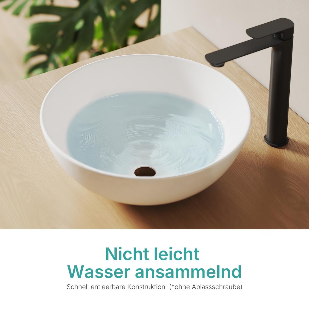 WASCHBECKEN Aufsatz Keramik Weiß Matt Ø41,5 / 15,5 cm - Weiß, Keramik (41/15/41cm) - EMKE