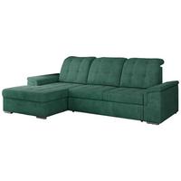 ECKSOFA MADRITO L - Grün Struktur - Links - Silberfarben/Grün, Textil/Metall (160/256cm)
